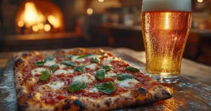 Cerveza colima colimita con pizza margarita